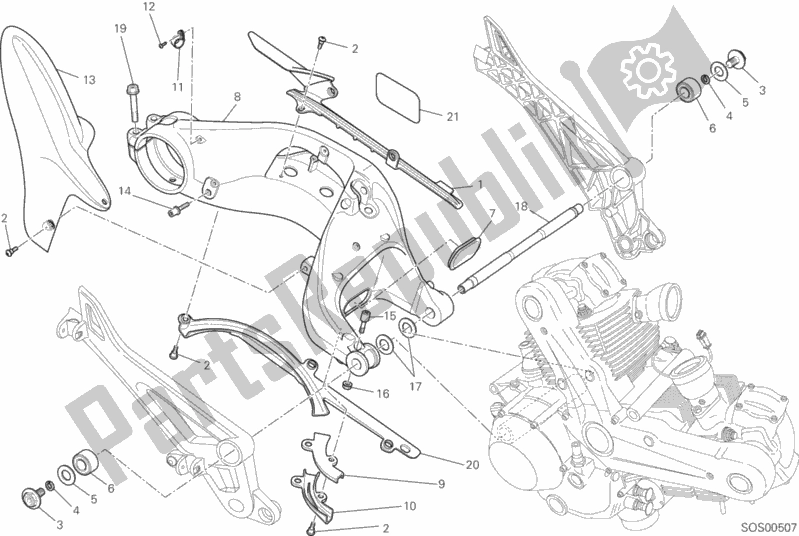 Todas as partes de Braço Oscilante do Ducati Monster 796 Anniversary 2013